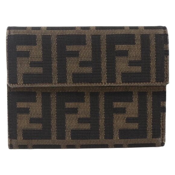 Authentic FENDI Zucca Canvas Wallet Black Brown bst288-112825 - Picture 1 of 16